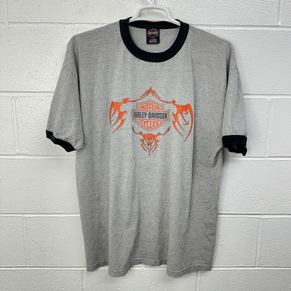 Harley-Davidson Ringer‎ T-Shirt Gray Statue of Liberty Rahway NJ USA / Mens 2XL